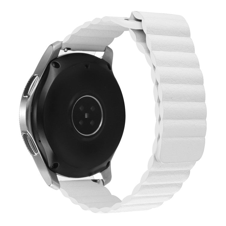 For Huami Amazfit GTS 4 / GTS 4 Mini / GTS 3 Armband 20mm Magnetic Genuine Leather Watch Strap - White