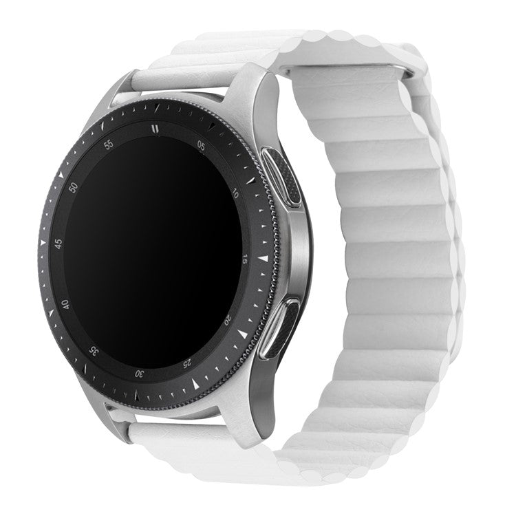 For Huami Amazfit GTS 4 / GTS 4 Mini / GTS 3 Armband 20mm Magnetic Genuine Leather Watch Strap - White