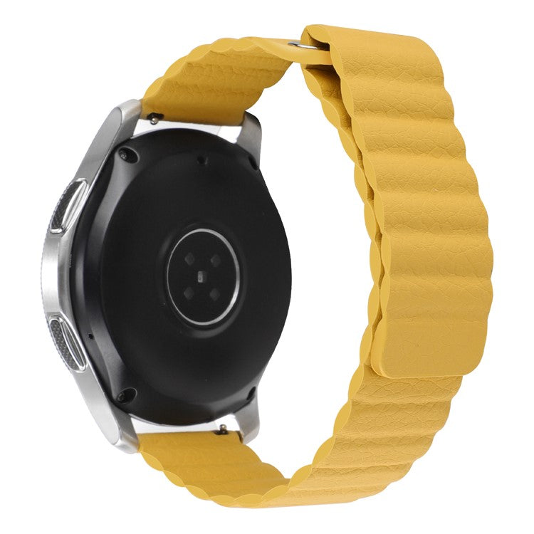 For Huami Amazfit GTS 4 / GTS 4 Mini / GTS 3 Armband 20mm Magnetic Genuine Leather Watch Strap - Yellow