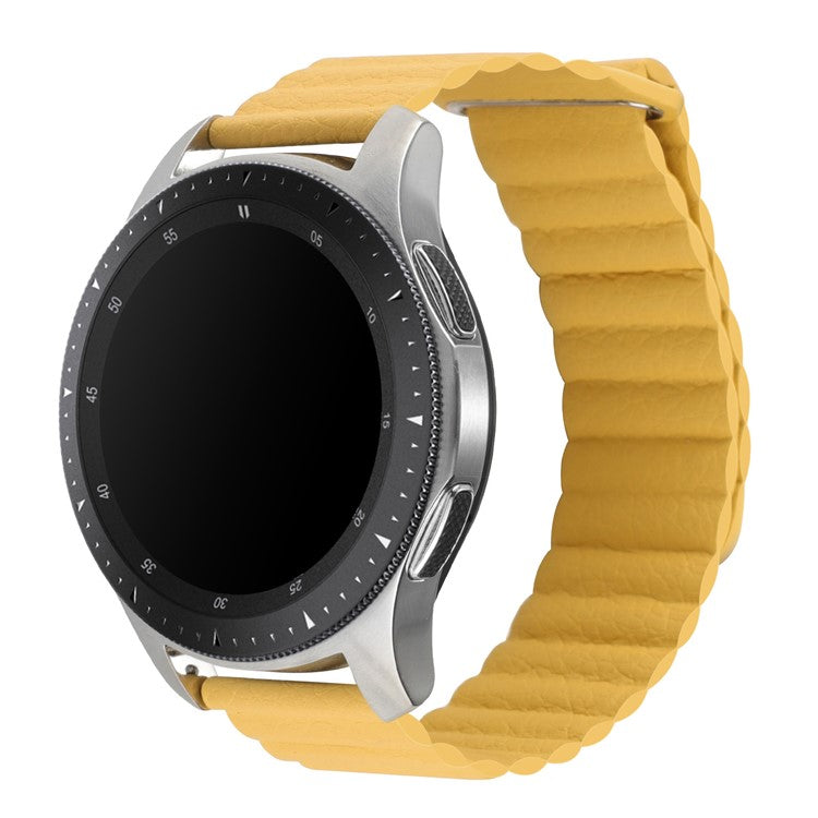 For Huami Amazfit GTS 4 / GTS 4 Mini / GTS 3 Armband 20mm Magnetic Genuine Leather Watch Strap - Yellow