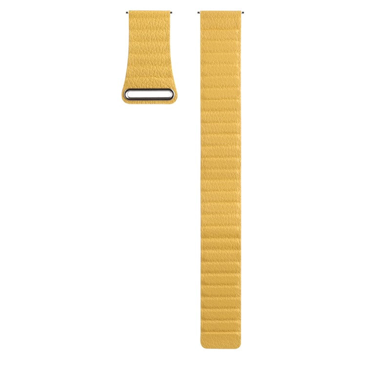For Huami Amazfit GTS 4 / GTS 4 Mini / GTS 3 Armband 20mm Magnetic Genuine Leather Watch Strap - Yellow