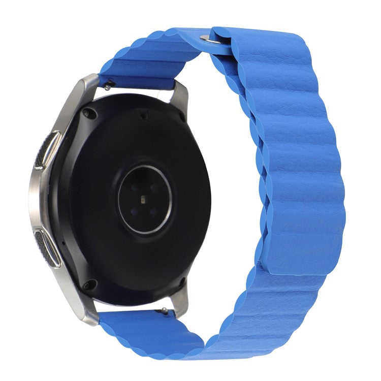 For COROS Apex 46mm / Apex Pro / TicWatch Pro 3 Replacement Genuine Leather Magnetic Strap 22mm Universal Smartwatch Band - Blue