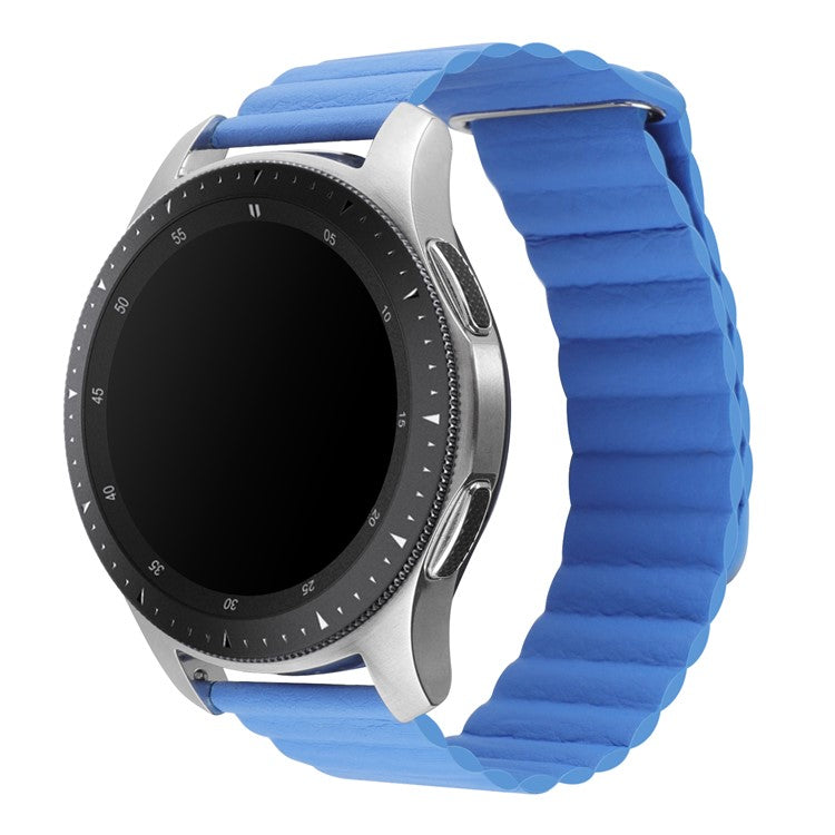 For COROS Apex 46mm / Apex Pro / TicWatch Pro 3 Replacement Genuine Leather Magnetic Strap 22mm Universal Smartwatch Band - Blue