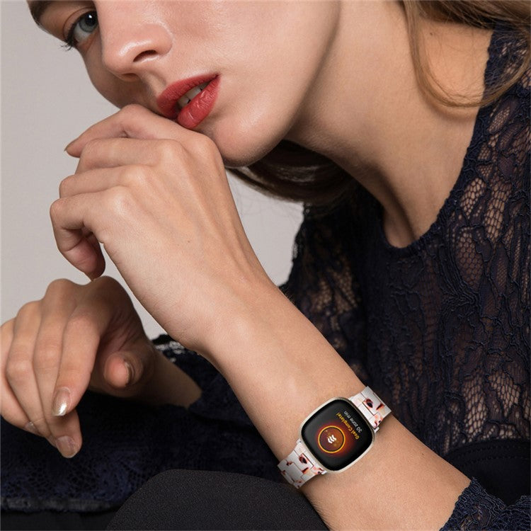 Resin Band for Fitbit Versa 4 / Sense 2 , 20mm Lightweight Watch Strap Bracelet with Stainless Steel Buckle - Nougat