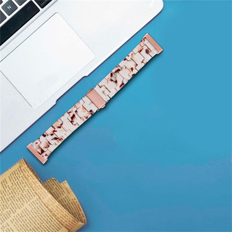 Resin Band for Fitbit Versa 4 / Sense 2 , 20mm Lightweight Watch Strap Bracelet with Stainless Steel Buckle - Nougat