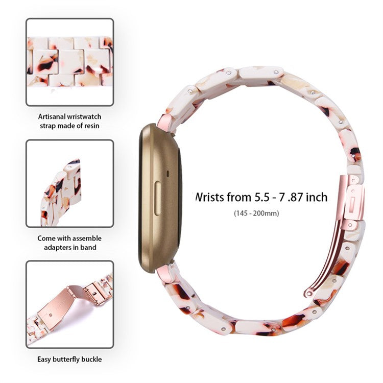 Resin Band for Fitbit Versa 4 / Sense 2 , 20mm Lightweight Watch Strap Bracelet with Stainless Steel Buckle - Nougat