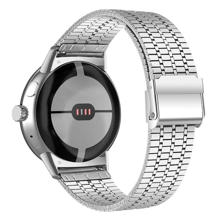 For Google Pixel Watch 2 / Pixel Watch Luster Steel Smartwatch Strap Replacement Watch Band with Buckle -Silver