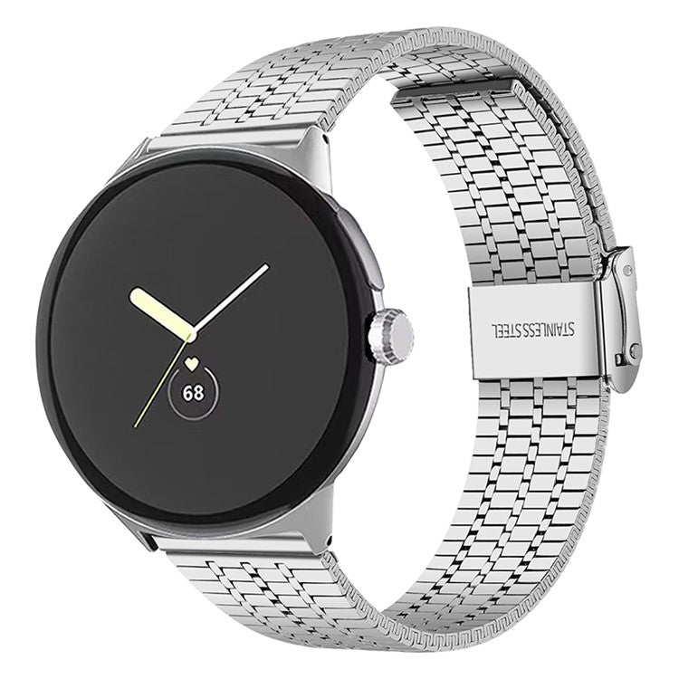 For Google Pixel Watch 2 / Pixel Watch Luster Steel Smartwatch Strap Replacement Watch Band with Buckle -Silver
