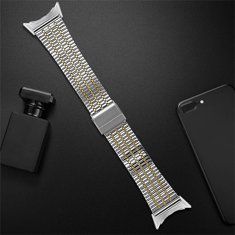 Metal Watch Strap for Google Pixel Watch 2 / Pixel Watch Dual Buckle Design Watch Band - Silver / Rose Gold