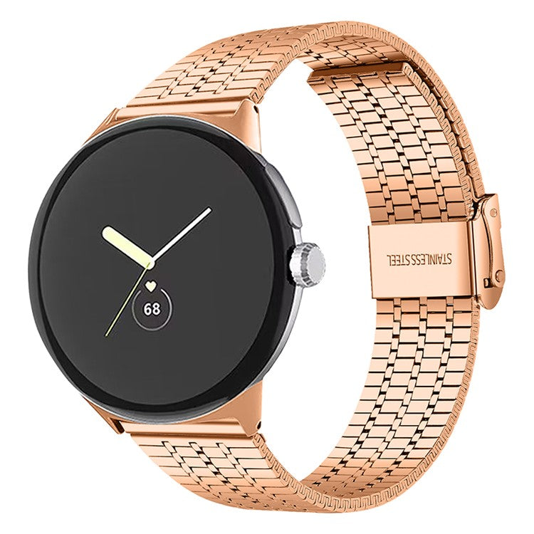 Metal Watch Strap for Google Pixel Watch 2 / Pixel Watch Dual Buckle Design Watch Band - Rose Gold