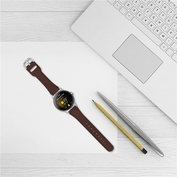 For Google Pixel Watch 2 / Pixel Watch Genuine Cowhide Leather Watch Band Replacement Smart Bracelet Strap - Chocolate