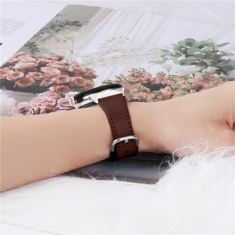 For Google Pixel Watch 2 / Pixel Watch Genuine Cowhide Leather Watch Band Replacement Smart Bracelet Strap - Chocolate