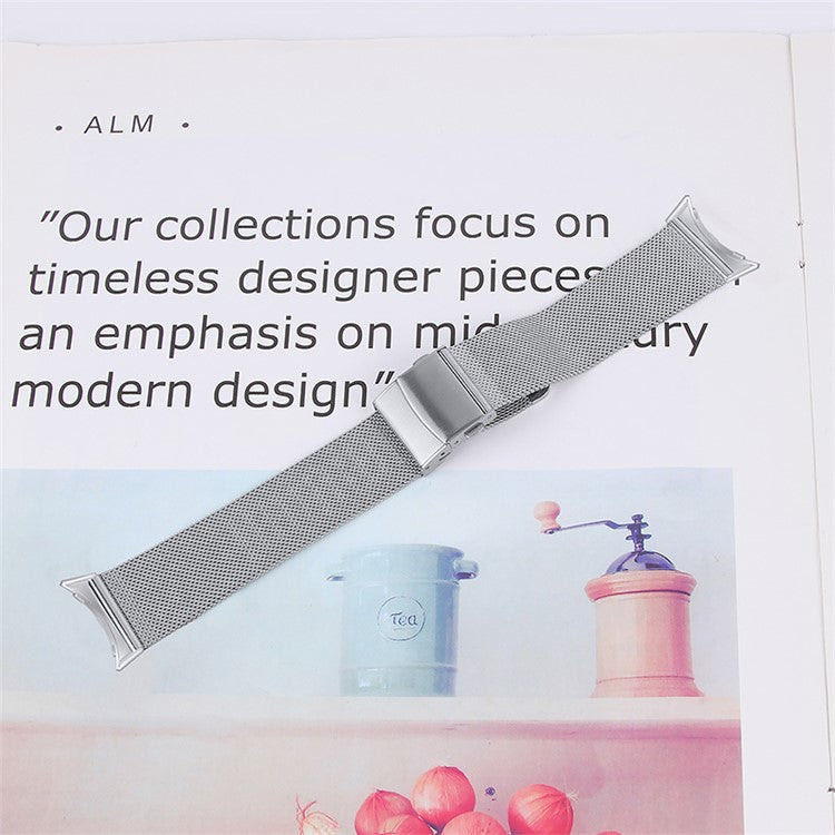 For Google Pixel Watch 2 / Pixel Watch Stainless Steel Mesh Milanese Strap Adjustable Wrist Band with Closure Buckle - Silver