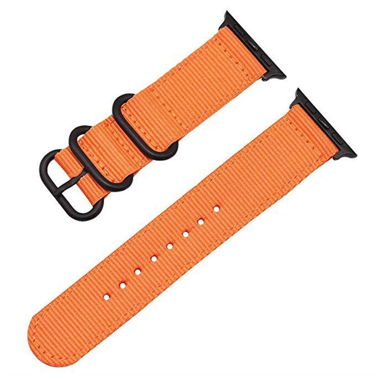 Nylon Watch Band for Apple Watch Series 10 46mm / Ultra 2 Ultra 49mm / Series 9 8 7 45mm / 6 5 4 SE (2023) SE (2022) SE 44mm / 3 2 1 42mm Three Loops Sport Breathable Strap - Orange