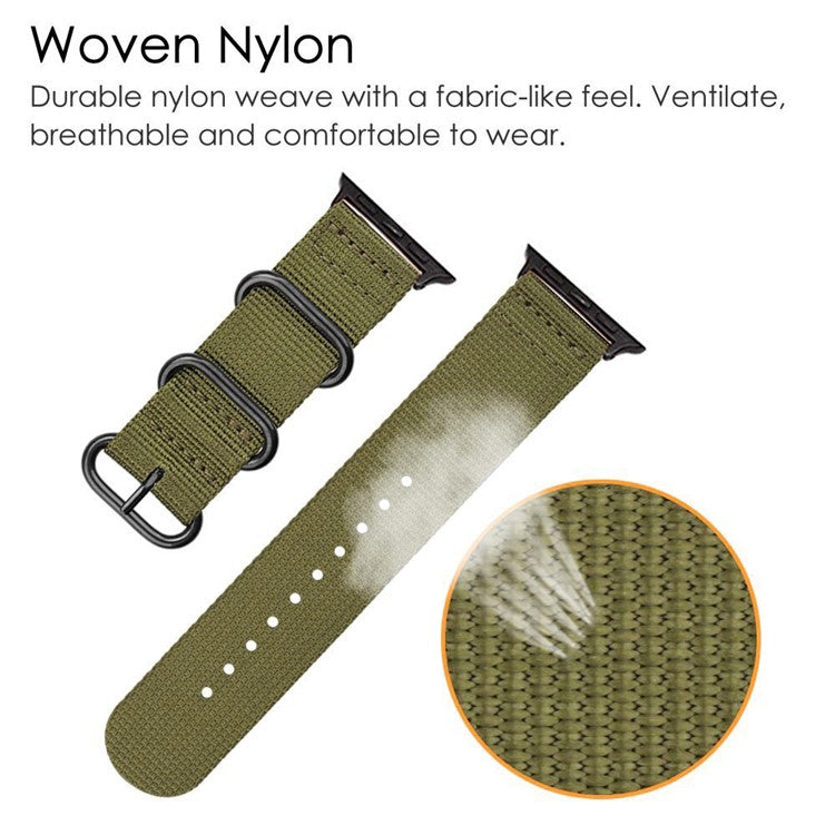 Nylon Watch Band for Apple Watch Series 10 46mm / Ultra 2 Ultra 49mm / Series 9 8 7 45mm / 6 5 4 SE (2023) SE (2022) SE 44mm / 3 2 1 42mm Three Loops Sport Breathable Strap - Orange