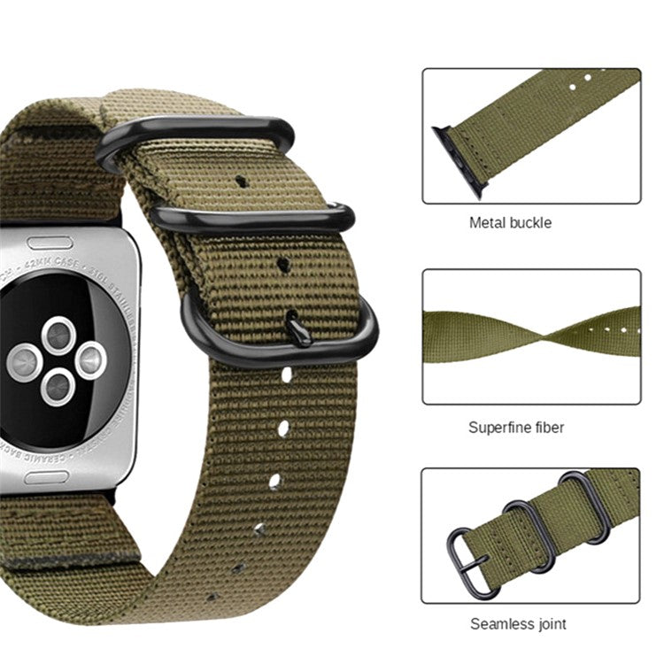 Nylon Watch Band for Apple Watch Series 10 46mm / Ultra 2 Ultra 49mm / Series 9 8 7 45mm / 6 5 4 SE (2023) SE (2022) SE 44mm / 3 2 1 42mm Three Loops Sport Breathable Strap - Orange