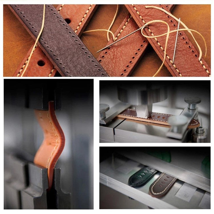 For Samsung Galaxy Watch3 45mm / Huami Amazfit Pace / Stratos Watch Leather Strap 22mm Watch Band - Dark Brown / Baby Blue