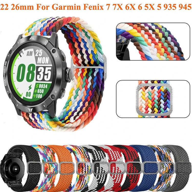 For Garmin Fenix 7X / Fenix 3 / 3 HR Nylon Watch Band Smart Bracelet 26mm Adjustable Strap with Buckle - Green