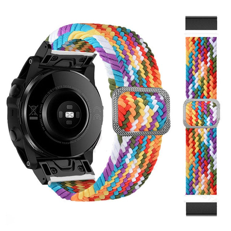For Garmin Fenix 7 / Epix / Instinct 2 / Approach S62 / Fenix 5 Nylon Strap 22mm Smart Watch Band with Buckle - Rainbow