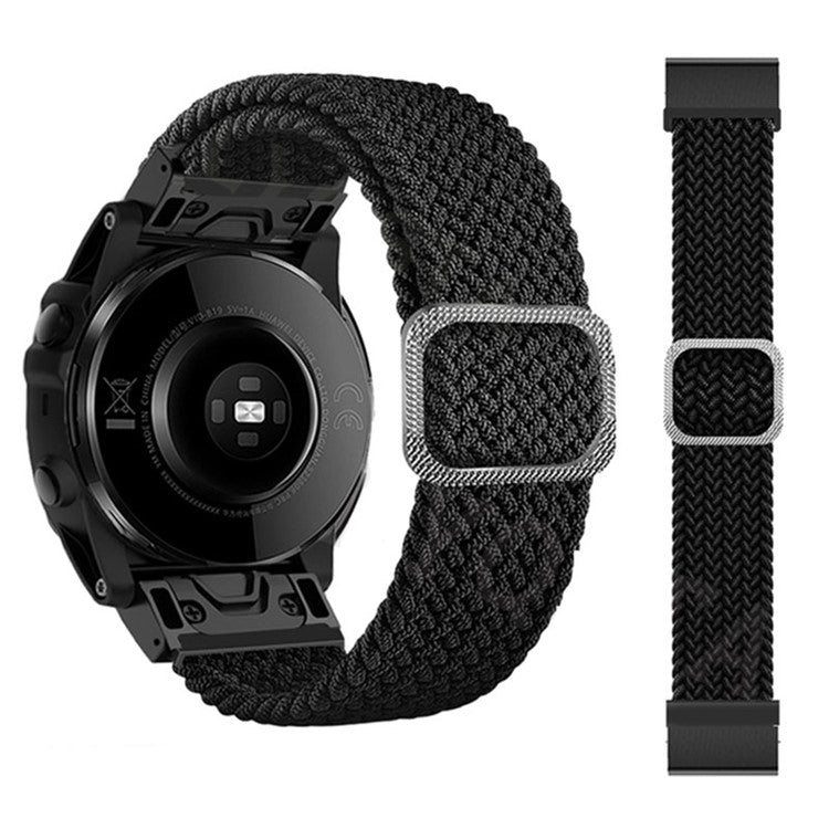For Garmin Fenix 7 / Epix / Instinct 2 / Approach S62 / Fenix 5 Nylon Strap 22mm Smart Watch Band with Buckle - Black