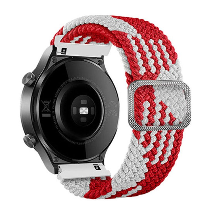 For Samsung Galaxy Watch3 45mm / Huami Amazfit Pace / Stratos Watch Strap 22mm Nylon Watch Band with Buckle - Red / White