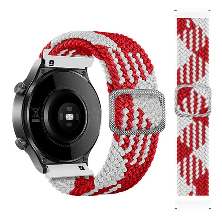 For Samsung Galaxy Watch3 45mm / Huami Amazfit Pace / Stratos Watch Strap 22mm Nylon Watch Band with Buckle - Red / White