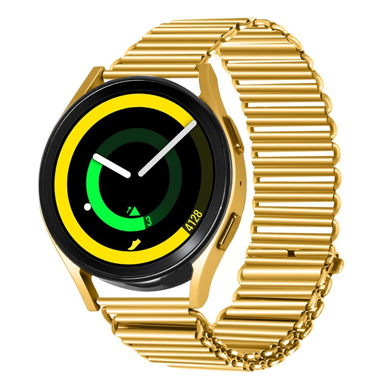 For Samsung Galaxy Watch4 Active 40mm / 44mm / Watch4 Classic 42mm / 46mm Stainless Steel Wrist Band 20mm Adjustable Hollow Watch Strap - Gold