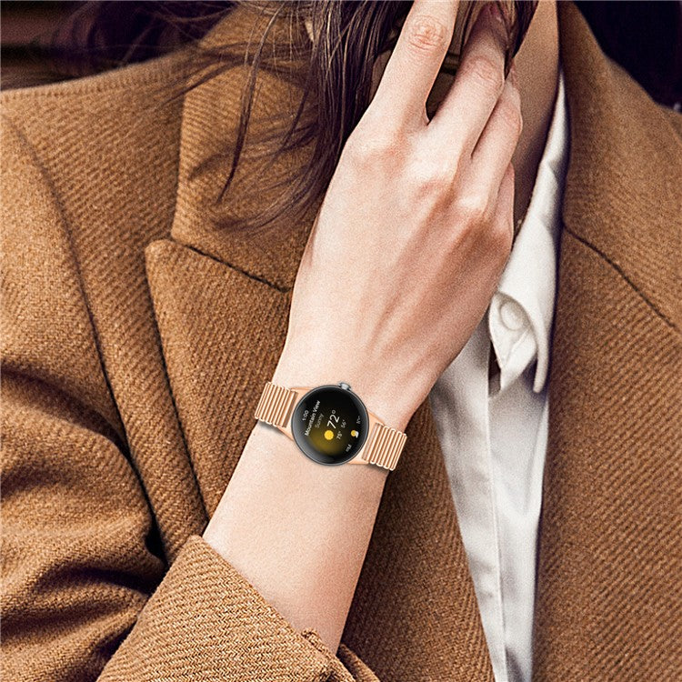 Replacement Strap for Google Pixel Watch 2 / Pixel Watch Band Stainless Steel Hollow Breathable Watchband - Rose Gold