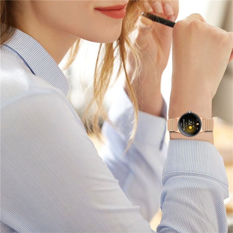 Replacement Strap for Google Pixel Watch 2 / Pixel Watch Band Stainless Steel Hollow Breathable Watchband - Rose Gold