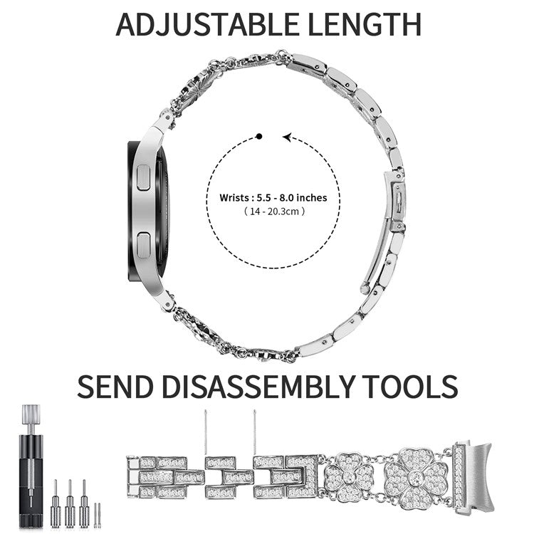 For Samsung Galaxy Watch6 40mm 44mm / Watch6 Classic 43mm 47mm / Watch 5 40mm 44mm / 5 Pro 45mm Watch Band with Connector - Silver