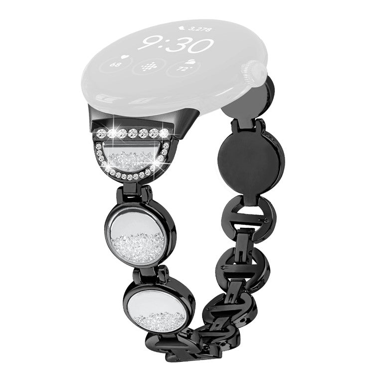 Quicksand Watch Band for Google Pixel Watch 2 / Pixel Watch Rhinestone Decorated Watch Strap - Black