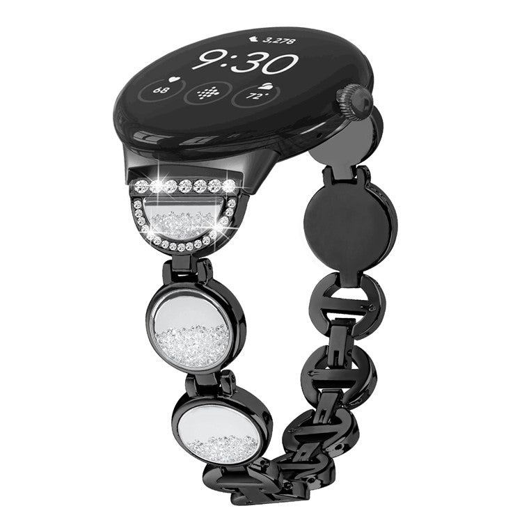 Quicksand Watch Band for Google Pixel Watch 2 / Pixel Watch Rhinestone Decorated Watch Strap - Black