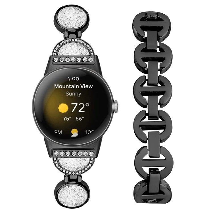 Quicksand Watch Band for Google Pixel Watch 2 / Pixel Watch Rhinestone Decorated Watch Strap - Black