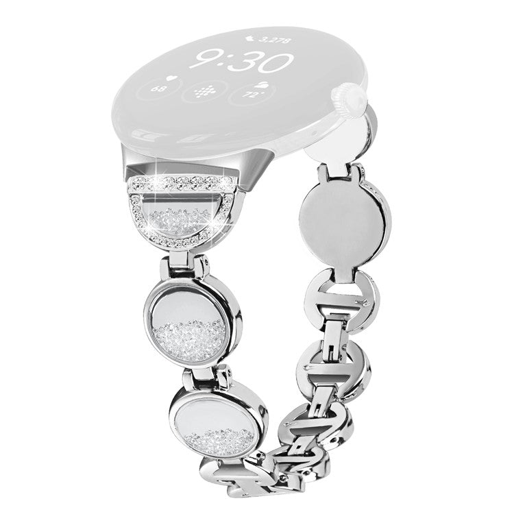 Quicksand Watch Band for Google Pixel Watch 2 / Pixel Watch Rhinestone Decorated Watch Strap - Silver