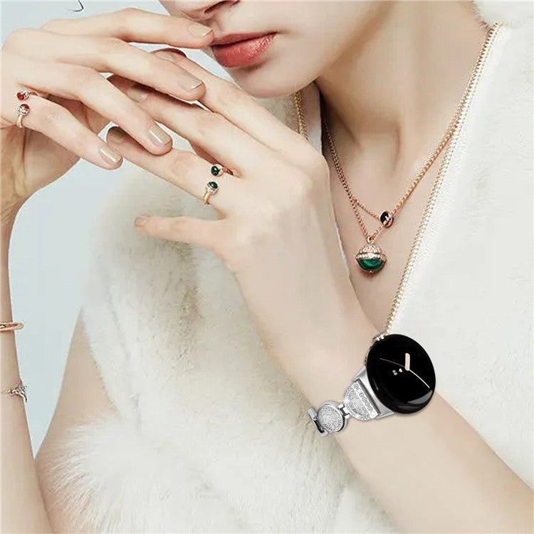 Quicksand Watch Band for Google Pixel Watch 2 / Pixel Watch Rhinestone Decorated Watch Strap - Silver