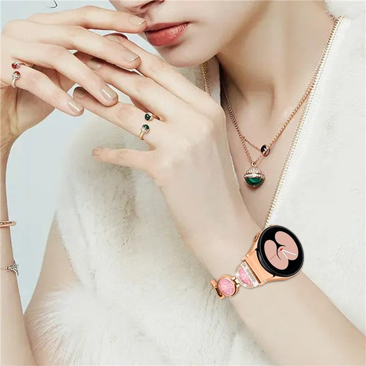 For Samsung Galaxy Watch4 Active 40mm / 44mm / Watch4 Classic 42mm / 46mm Strap Quicksand Rhinestone Watch Band - Rose Gold