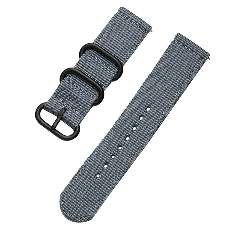 22mm Universal Smartwatch Nylon Wrist Band 3 Buckles Replacement Watch Strap (Straight Pin) - Grey