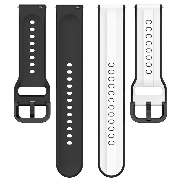 For Samsung Galaxy Watch3 41mm 45mm / Huawei Watch 3 Soft Silicone Watch Band 22mm Dual Color Watch Strap Replacement - White / Black