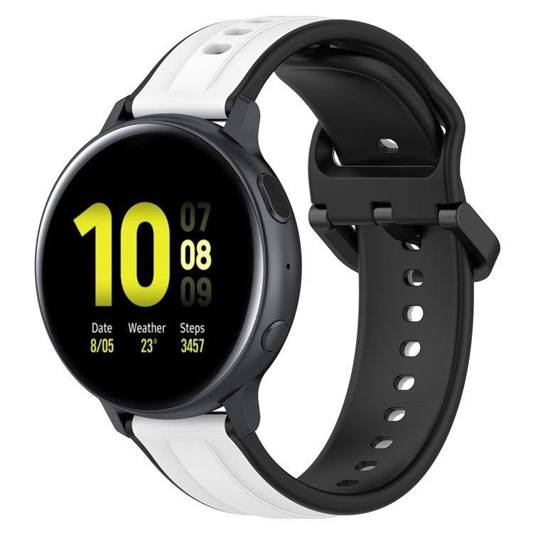 For Samsung Galaxy Watch3 41mm 45mm / Huawei Watch 3 Soft Silicone Watch Band 22mm Dual Color Watch Strap Replacement - White / Black