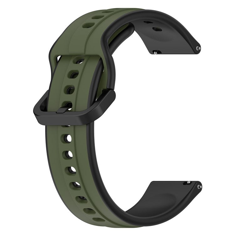 For Samsung Galaxy Watch3 41mm 45mm / Huawei Watch 3 Soft Silicone Watch Band 22mm Dual Color Watch Strap Replacement - Dark Green / Black