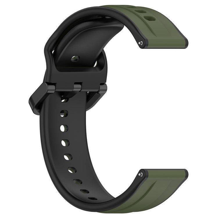 For Samsung Galaxy Watch3 41mm 45mm / Huawei Watch 3 Soft Silicone Watch Band 22mm Dual Color Watch Strap Replacement - Dark Green / Black