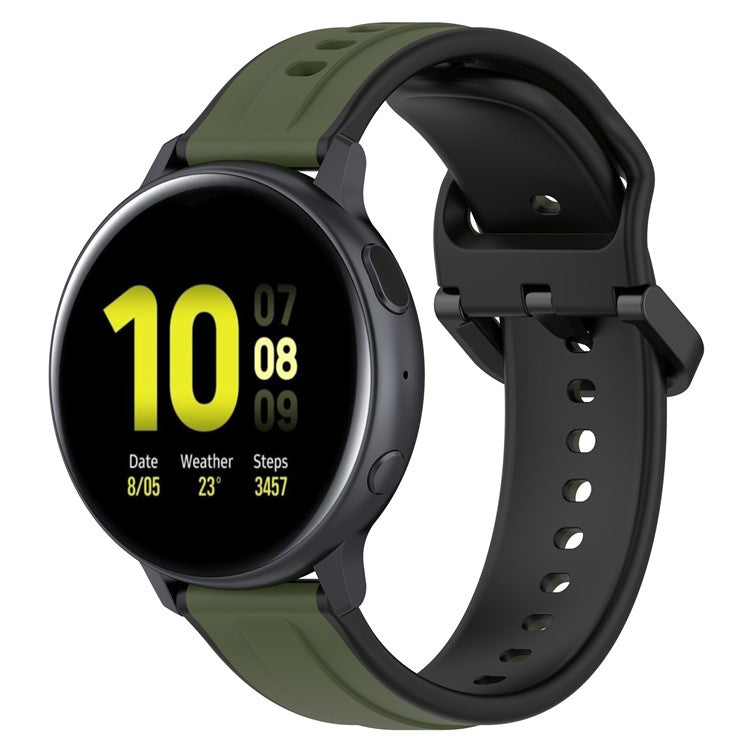 For Samsung Galaxy Watch3 41mm 45mm / Huawei Watch 3 Soft Silicone Watch Band 22mm Dual Color Watch Strap Replacement - Dark Green / Black