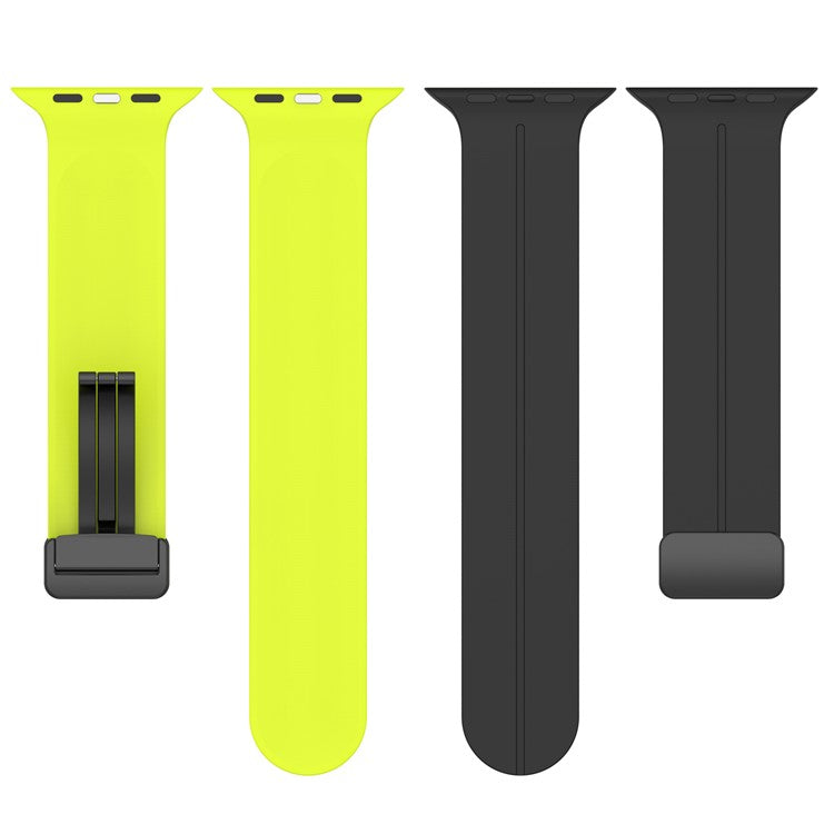 Watch Strap for Apple Watch Series 10 42mm / 9 8 7 41mm / SE (2023) SE (2022) SE 6 5 4 40mm / 3 2 1 38mm Bi-Color Silicone Magnetic Buckle Wrist Band - Black / Green