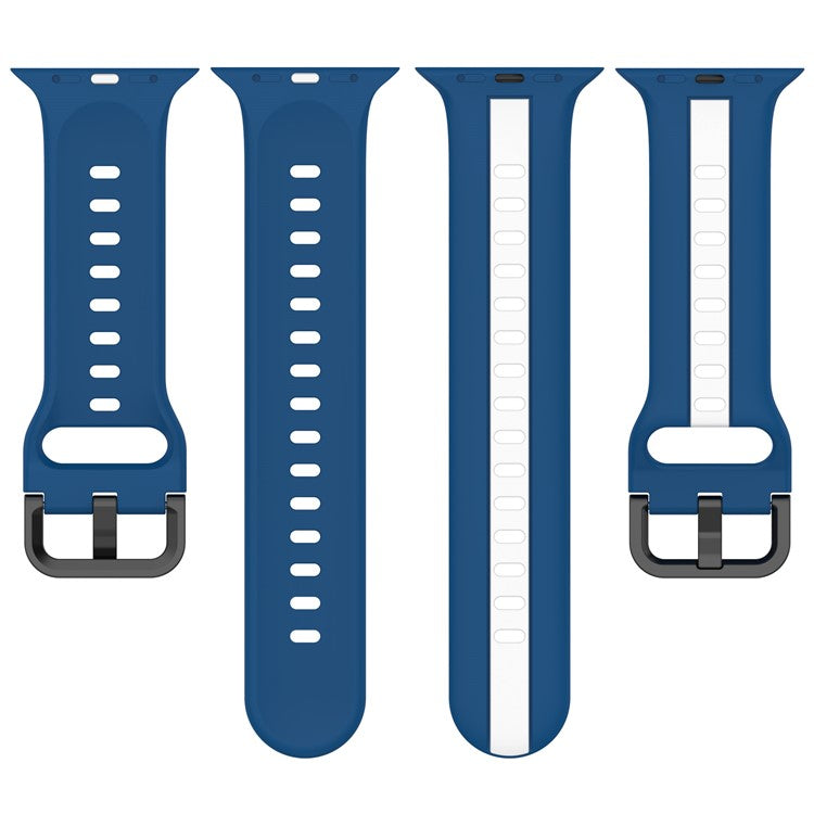 For Apple Watch Series 10 46mm / Ultra 2 Ultra 49mm / Series 9 8 7 45mm / 6 5 4 SE (2023) SE (2022) SE 44mm / 3 2 1 42mm Silicone Strap Dual Color Watchband - Sky Blue / White