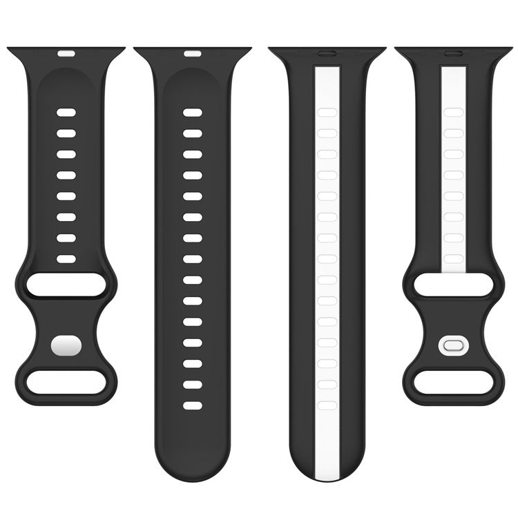 For Apple Watch Series 10 46mm / Ultra 2 Ultra 49mm / Series 9 8 7 45mm / 6 5 4 SE (2023) SE (2022) SE 44mm / 3 2 1 42mm Watch Strap Dual Color Silicone Watch Band - Red / Black