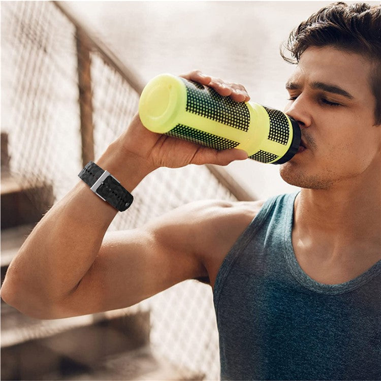 For Suunto 9 / 9 Baro Rhombus Pattern Watch Band 24mm Soft Silicone Replacement Strap - Black