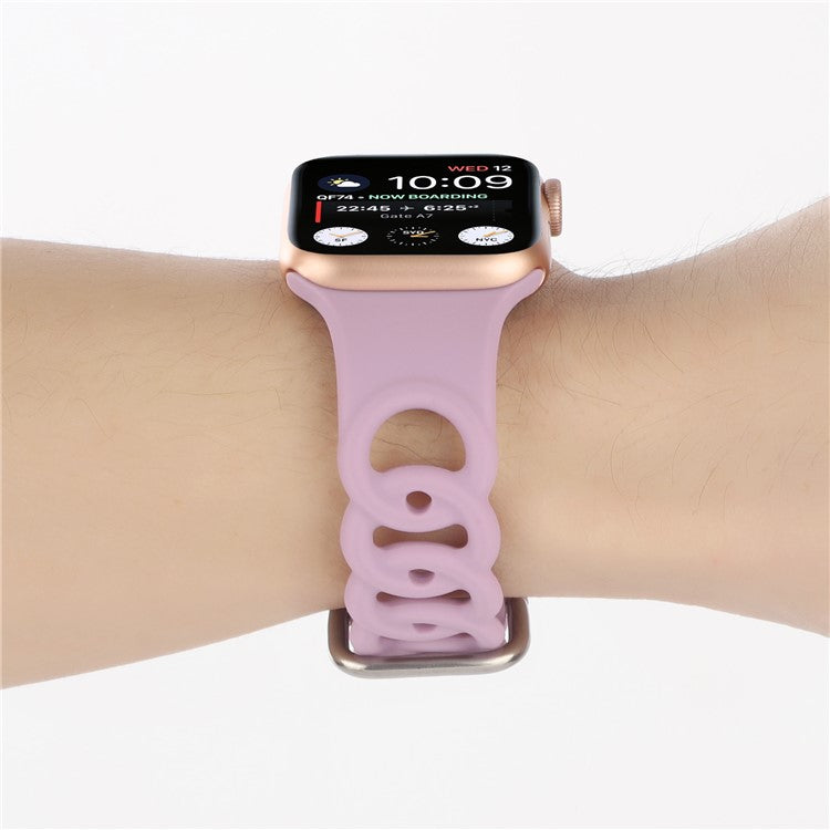 Watch Strap for Apple Watch Series 10 42mm / 9 8 7 41mm / SE (2023) SE (2022) SE 6 5 4 40mm / 3 2 1 38mm Donut Hollow Silicone Watch Band - Purple