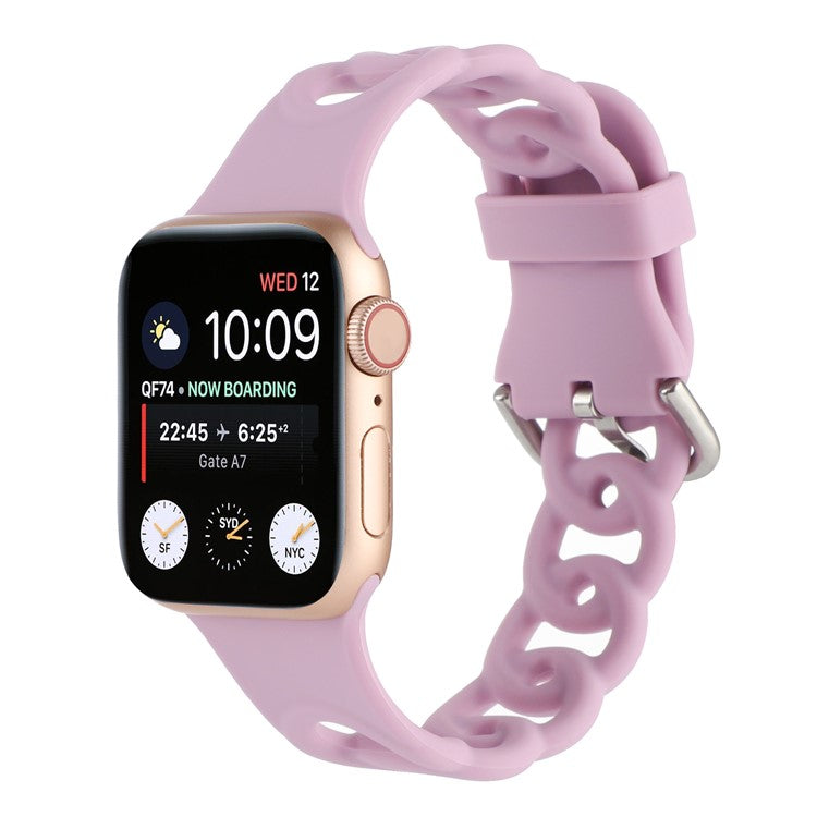 Watch Strap for Apple Watch Series 10 42mm / 9 8 7 41mm / SE (2023) SE (2022) SE 6 5 4 40mm / 3 2 1 38mm Donut Hollow Silicone Watch Band - Purple