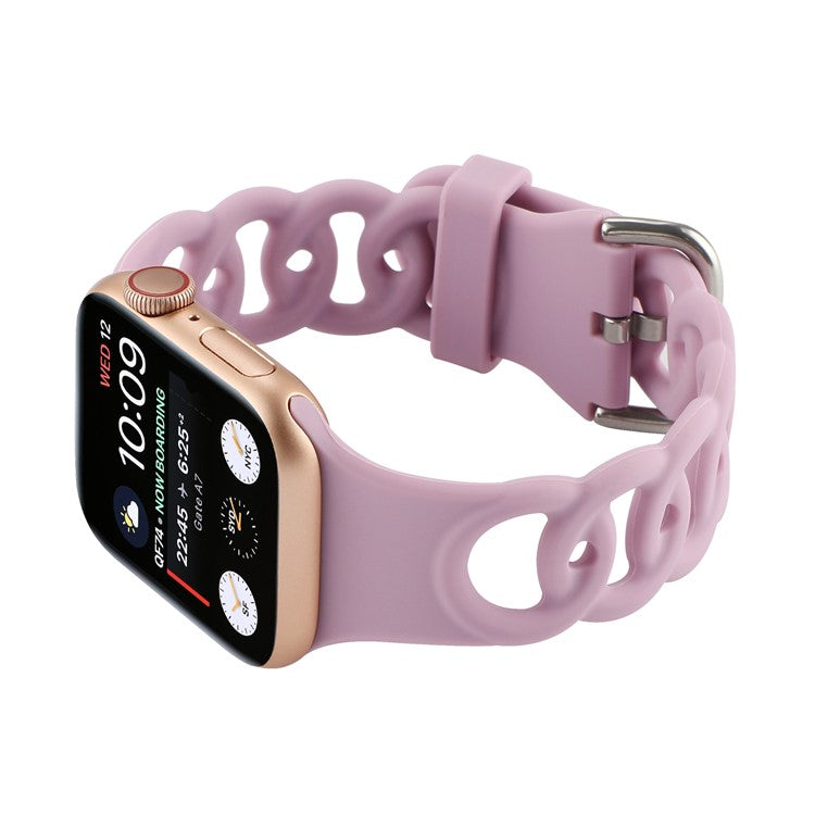 Watch Strap for Apple Watch Series 10 42mm / 9 8 7 41mm / SE (2023) SE (2022) SE 6 5 4 40mm / 3 2 1 38mm Donut Hollow Silicone Watch Band - Purple