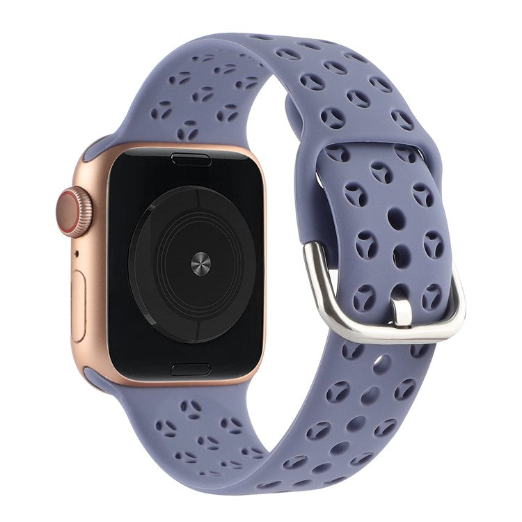 Silicone Watch Band for Apple Watch Series 10 46mm / Ultra 2 Ultra 49mm / Series 9 8 7 45mm / 6 5 4 SE (2023) SE (2022) SE 44mm / 3 2 1 42mm , Hollow Replacement Strap - Purple